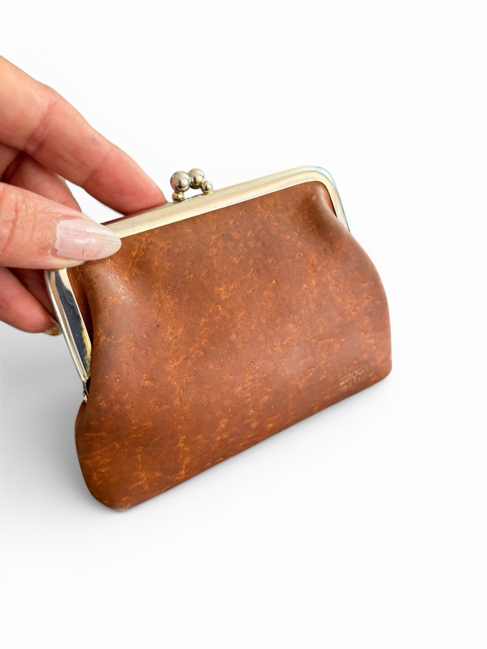 Vintage Buxton Tan Leather Kiss-Lock Coin Purse - Picture 10 of 14